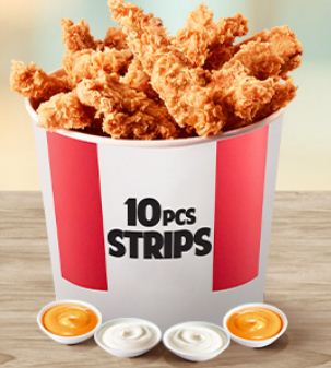 kfc10 strips & 2 dips bucket