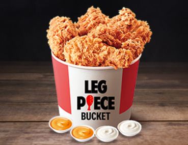 10 pc Leg Piece Bucket & 4 Dips